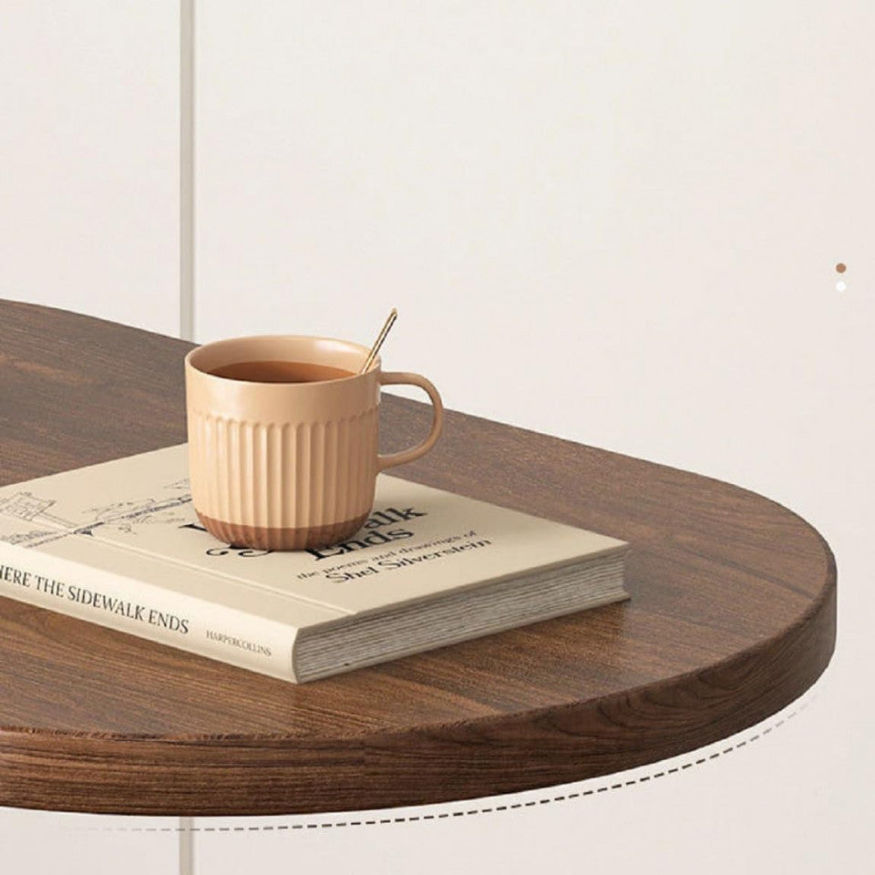 Masuta Cafea Ovala, Lemn, Maro, 2 Niveluri, 45 x 30 x 60 cm