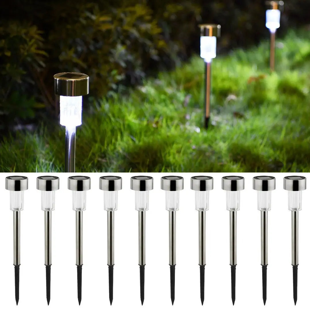 Set 10 lampa solara de gradina inox pentru iluminatul nocturn al gradinii
