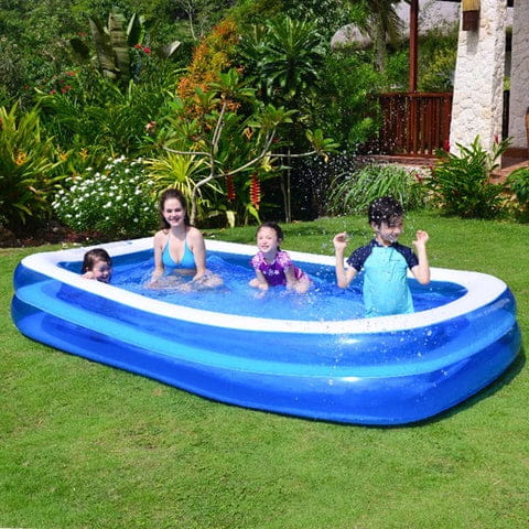 Piscina gonflabilă albastră de 200x150 cm, ideală pentru relaxare și joacă în curte și grădină