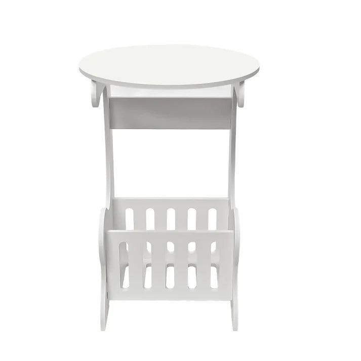 Set 2 x Masuta de cafea noptiera alba 24 x 45 cm