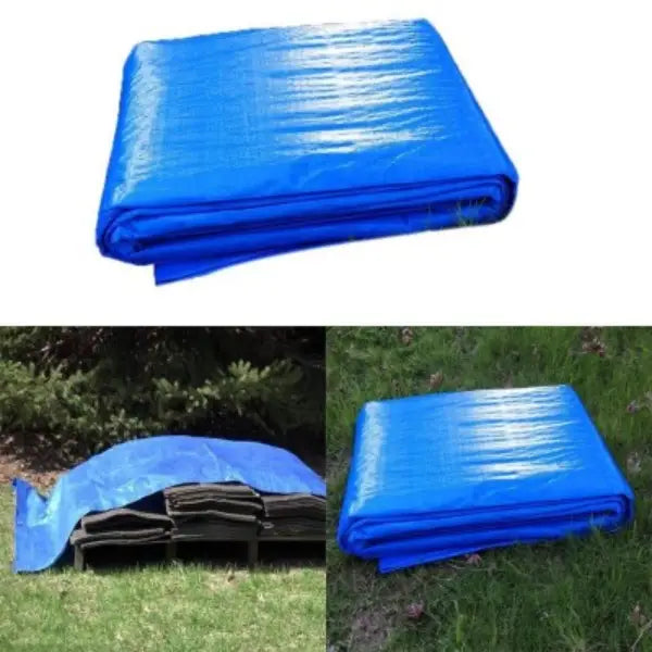 Prelata cu inele impermeabila, protectie pentru prelata, tarpaulin albastra pliata