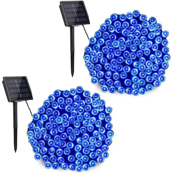 Set 2 x Decoratiune cu Incarcare Solara 100 LED 10 Metri - Albastru