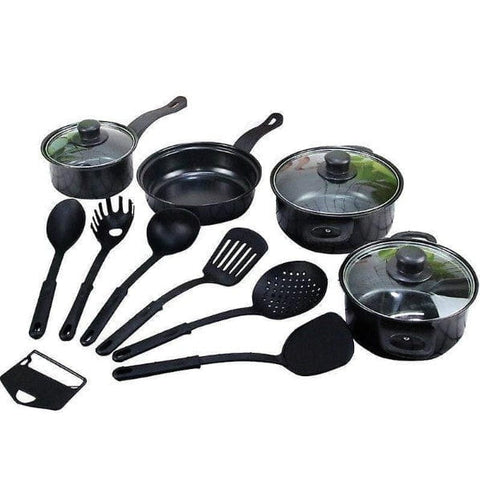 Set de Gătit 13 Piese – Oale cu Capace și Ustensile din Silicon Rezistente la Căldură Antiaderente și Perfecte