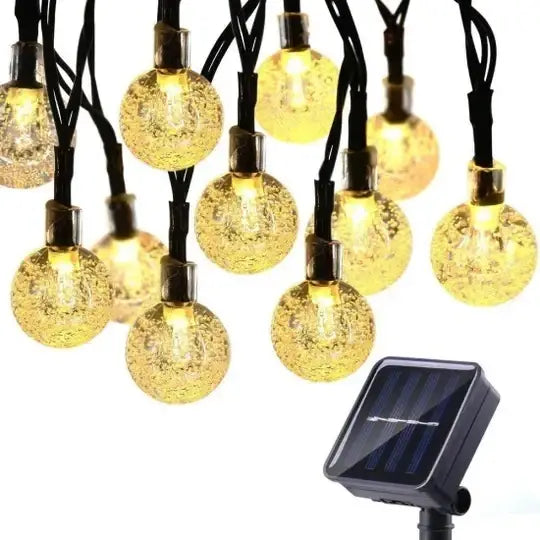 Set 2 x Decoratiune cu Incarcare Solara 5 Metri 30 Globulete - Alb Cald