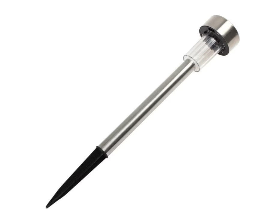 Lampa solara pentru gradina inox cu iluminatul nocturn si punct de sprijin negru