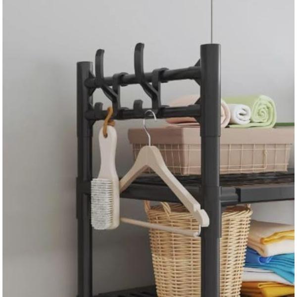 Raft Organizator Masina de Spalat sau Toaleta cu 3 Etaje Structura Metalica Rezistenta Etajera Baie cu Suport