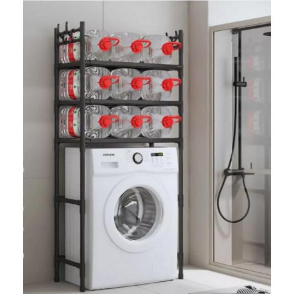 Raft Organizator Masina de Spalat sau Toaleta cu 3 Etaje Structura Metalica Rezistenta Etajera Baie cu Suport