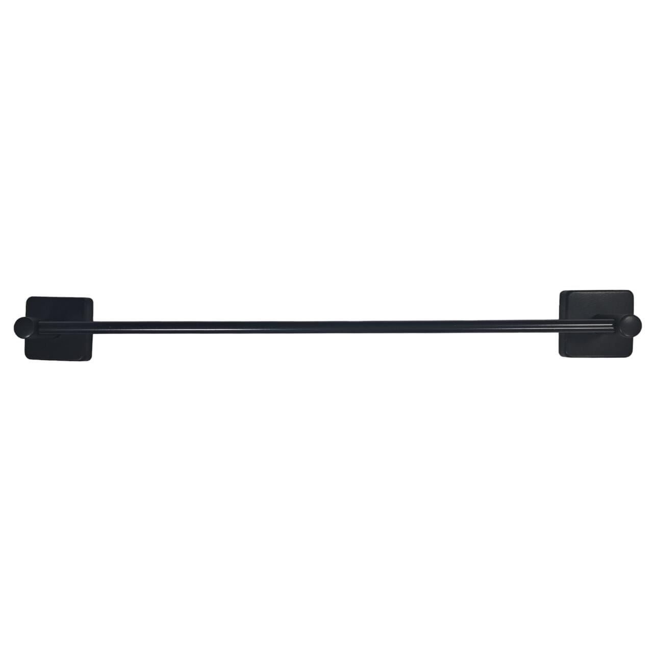 Suport prosop bara fixa negru, metal matte cu aerisire optimă și montaj pătrat