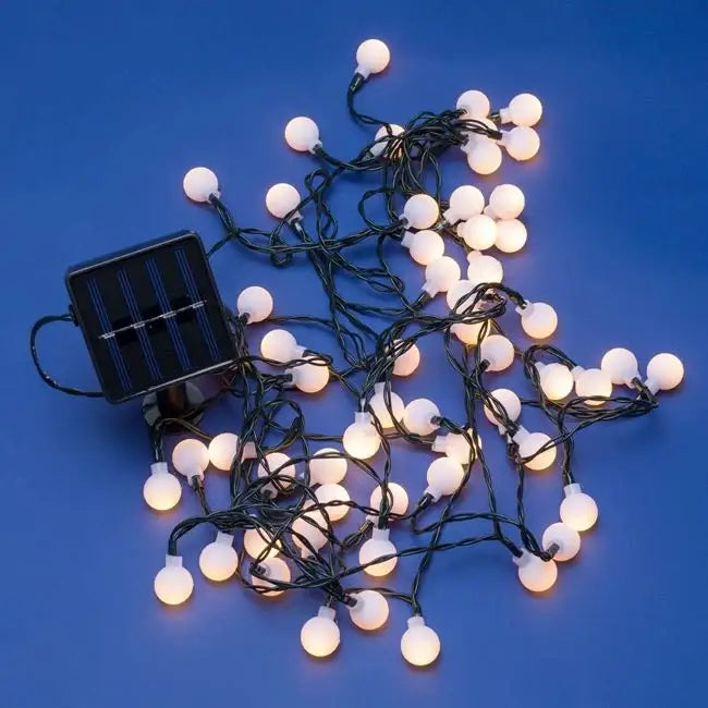 Set 2 x Decoratiune cu Incarcare Solara 5 Metri 30 Globulete - Alb Cald