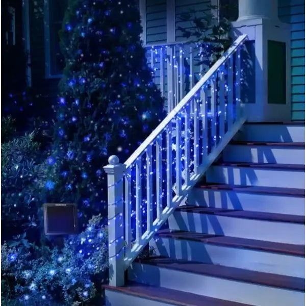 Iluminat exterior cu panou solar pentru instalatie solara pentru exterior IP44 si LED-uri albastre