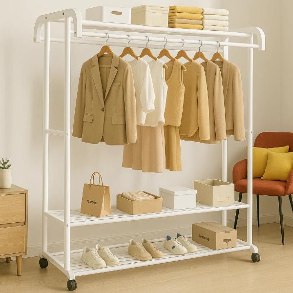 Suport Dublu de Umerase pentru Haine – Structura Metalica Solida,Capacitate 70 kg Modern Reglabil si Usor de Asamblat