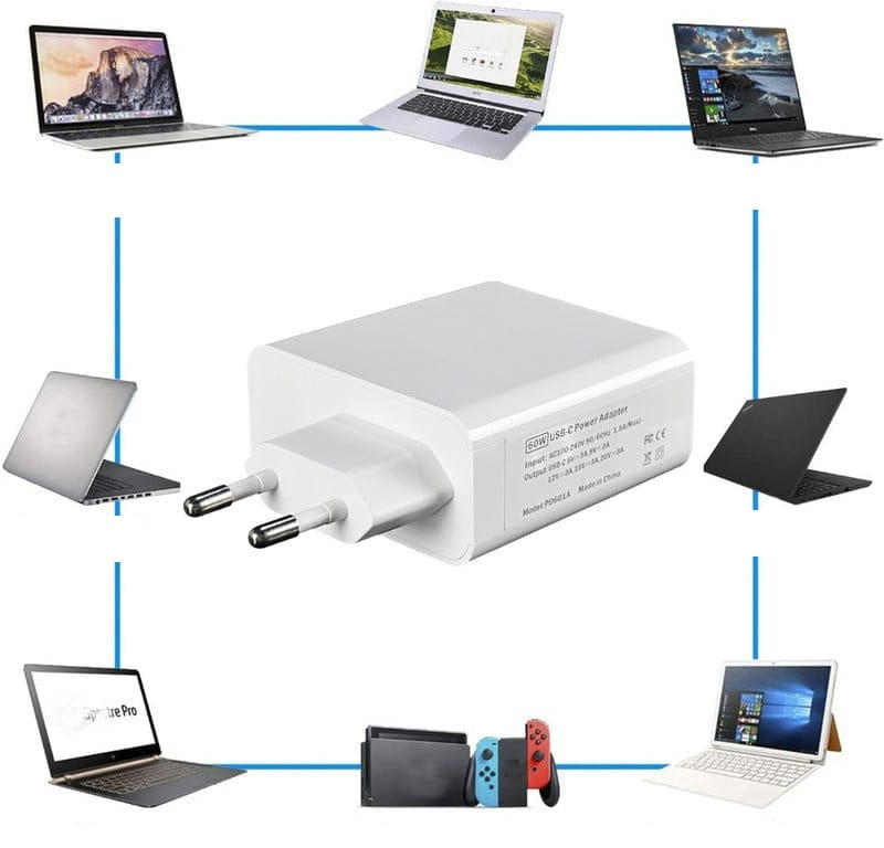 Adaptor retea super fast cu încărcare rapidă, interior dubla type C, 45W