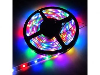 Banda Led Rgb Pentru Iluminare Cu Banda Adeziva Si Telecomanda 5 Metri