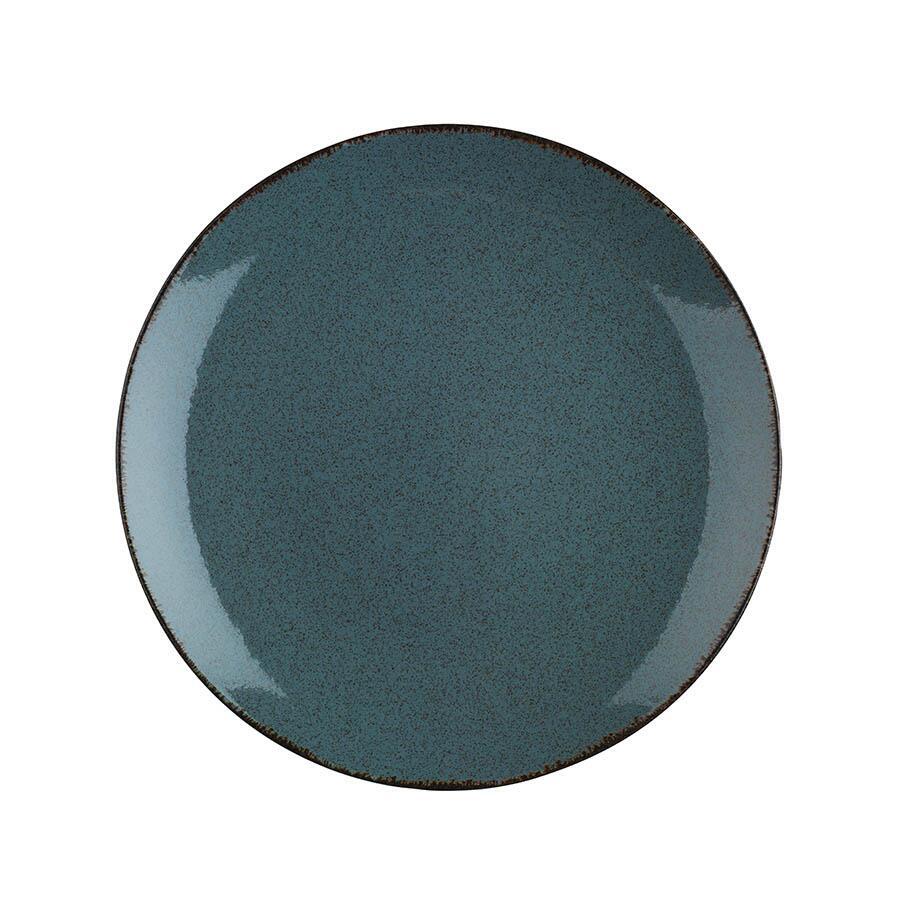 Taleră rotundă din porțelan Kutahya Porselen Color-X cu suprafață speckled și margine închisă