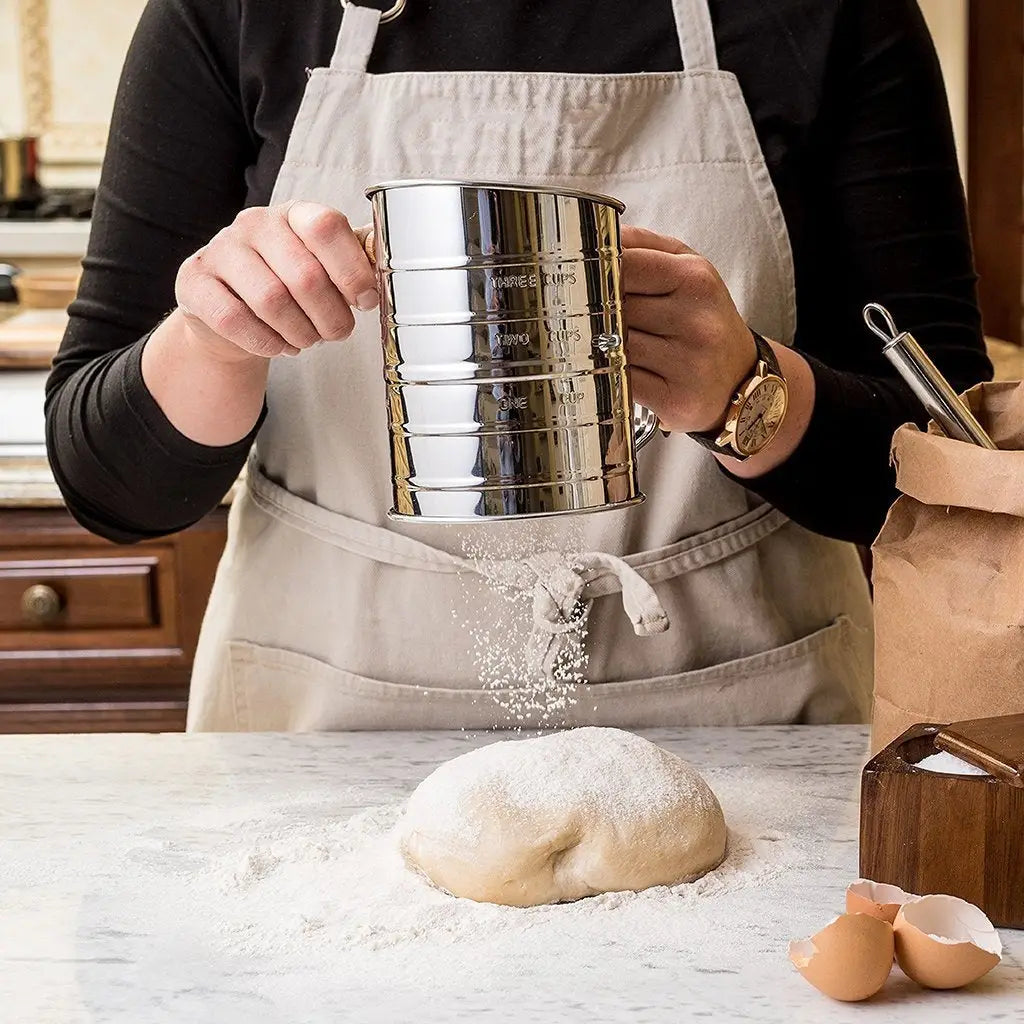 Cana din Inox cu Sita pentru Cernut Faina sau Zahar