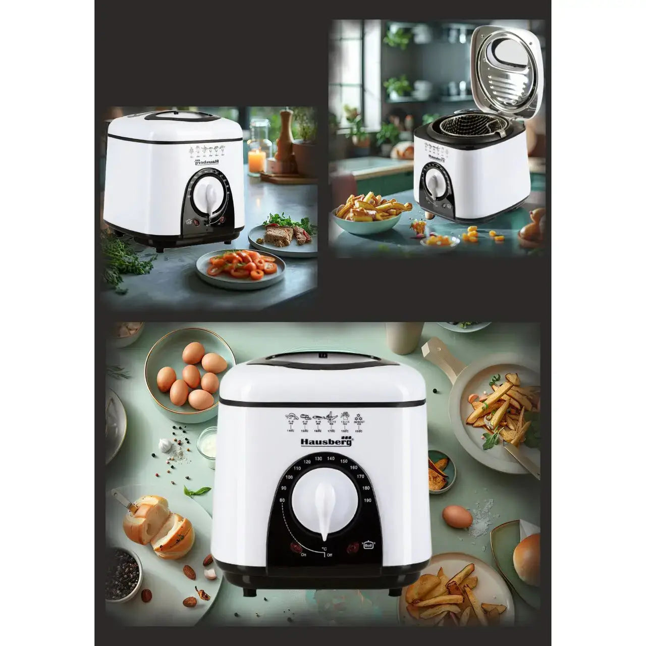 Friteuza Hausberg HB 1320NG 850W - 950 W 1 L Alb/Negru