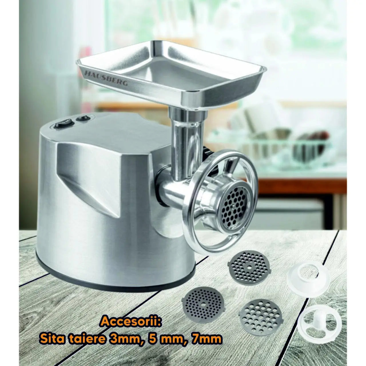 Masina tocat Hausberg HB-3445 3200W 2Kg/min Impingator legume Carcasa aluminiu Motor cupru