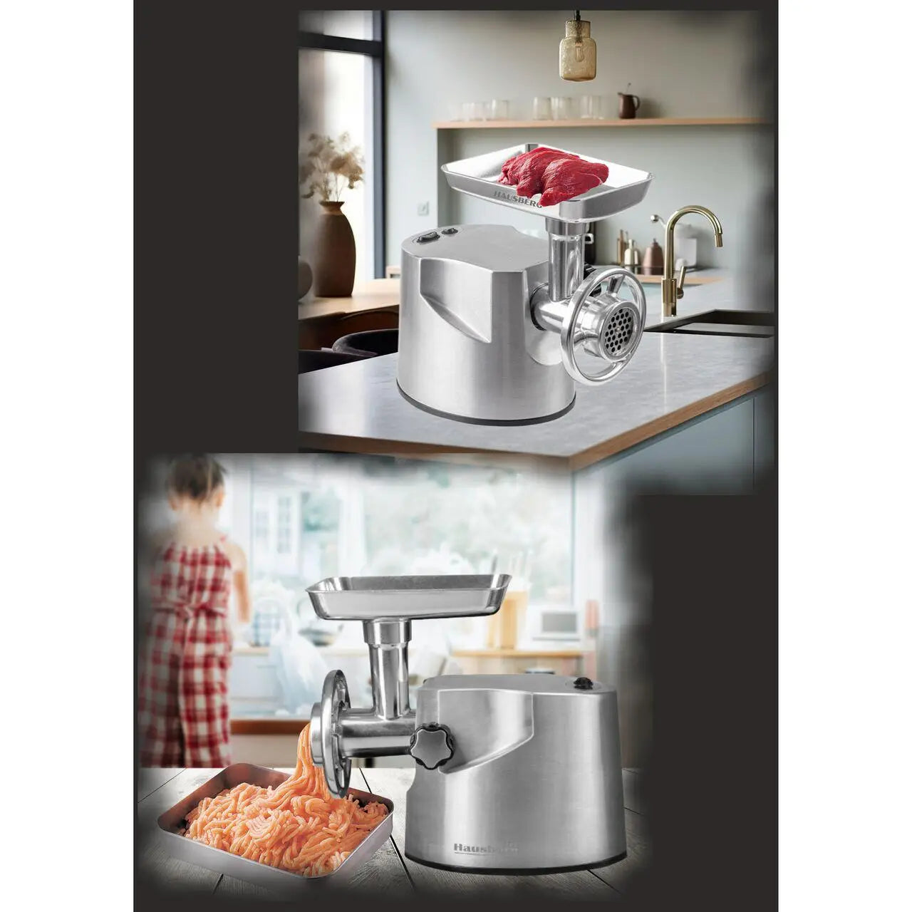Masina tocat Hausberg HB-3445 3200W 2Kg/min Impingator legume Carcasa aluminiu Motor cupru