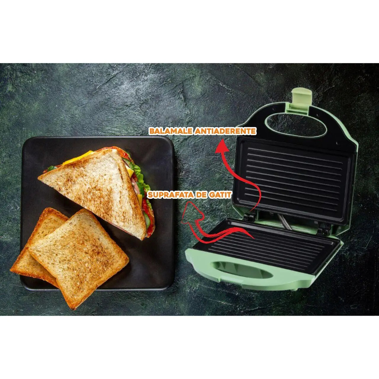 Sandwich-maker Hausberg HB-3535VR 800 W verde model grill