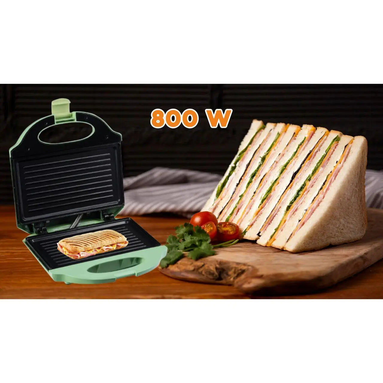 Sandwich-maker Hausberg HB-3535VR 800 W verde model grill