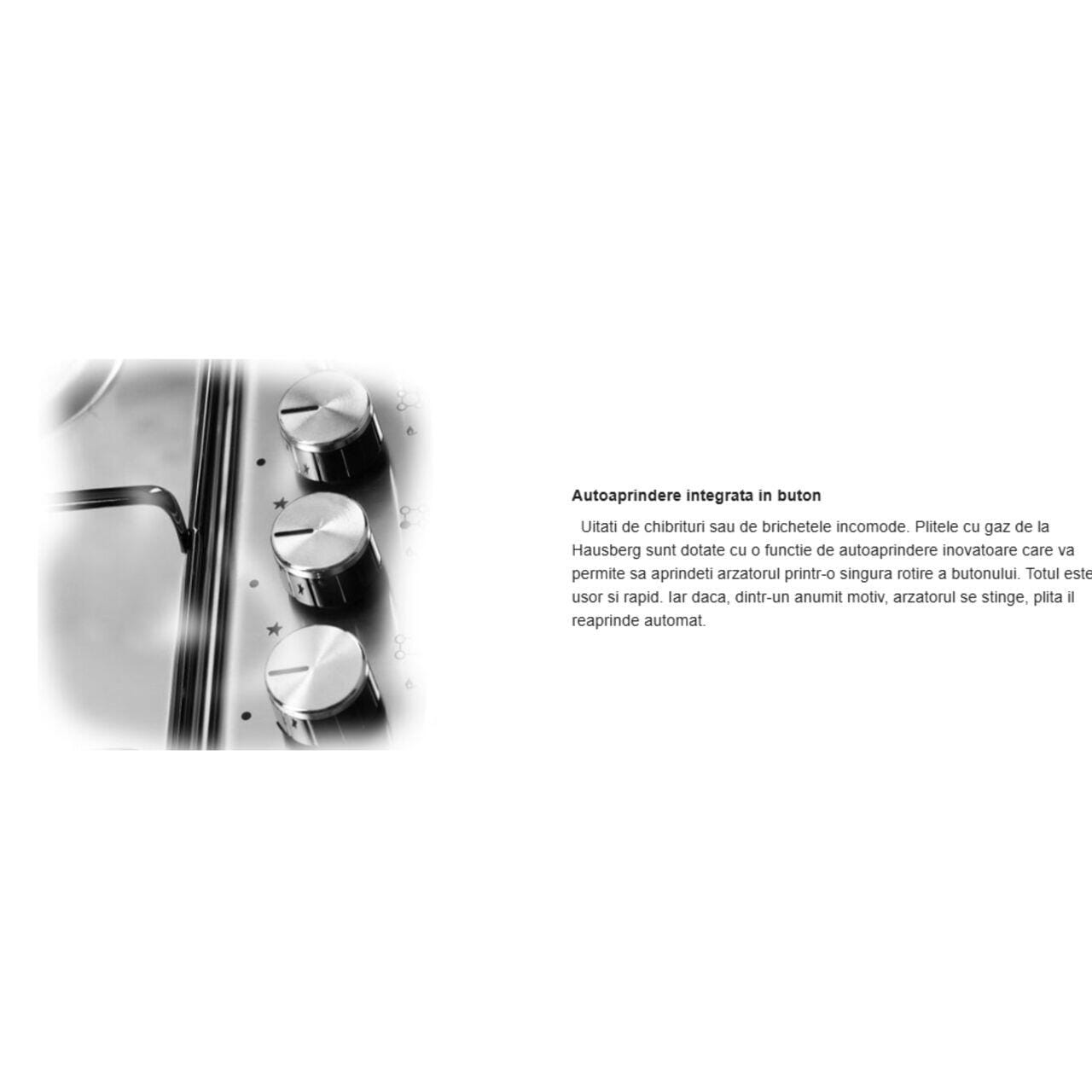 Plita incorporabila Hausberg HB-556IN Gaz 4 arzatoare Sistem siguranta GAZ Gratar din fonta Inox