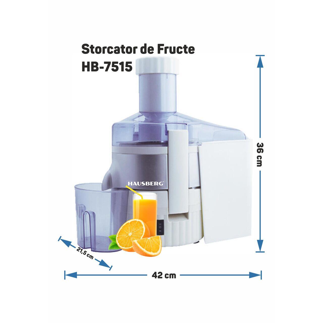 Storcator de Fructe Hausberg HB-7515 800W Lame Otel Inoxidabil motor cupru