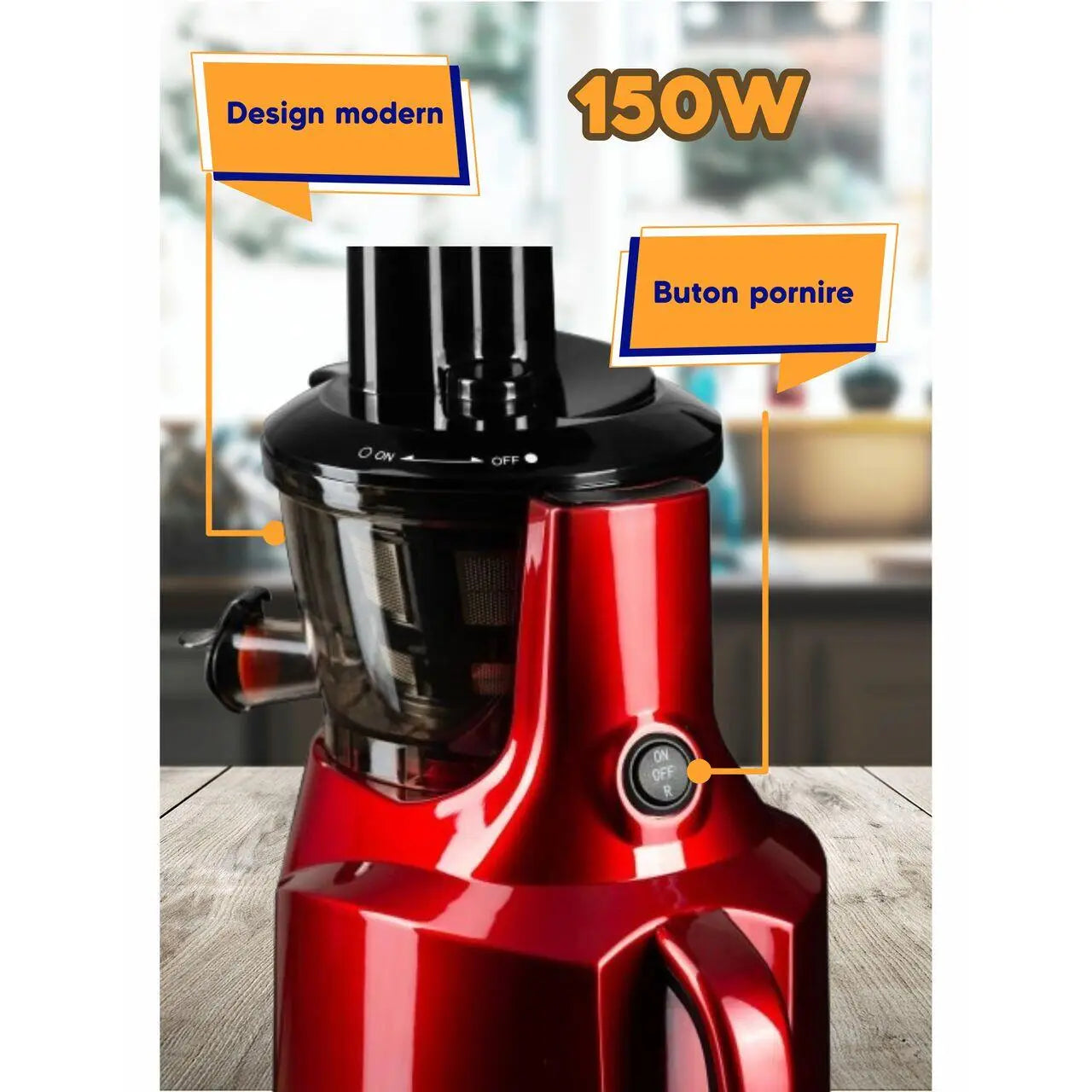 Storcator fructe Hausberg HB-7519RS prin presare la rece 150 W 400 ml Rosu