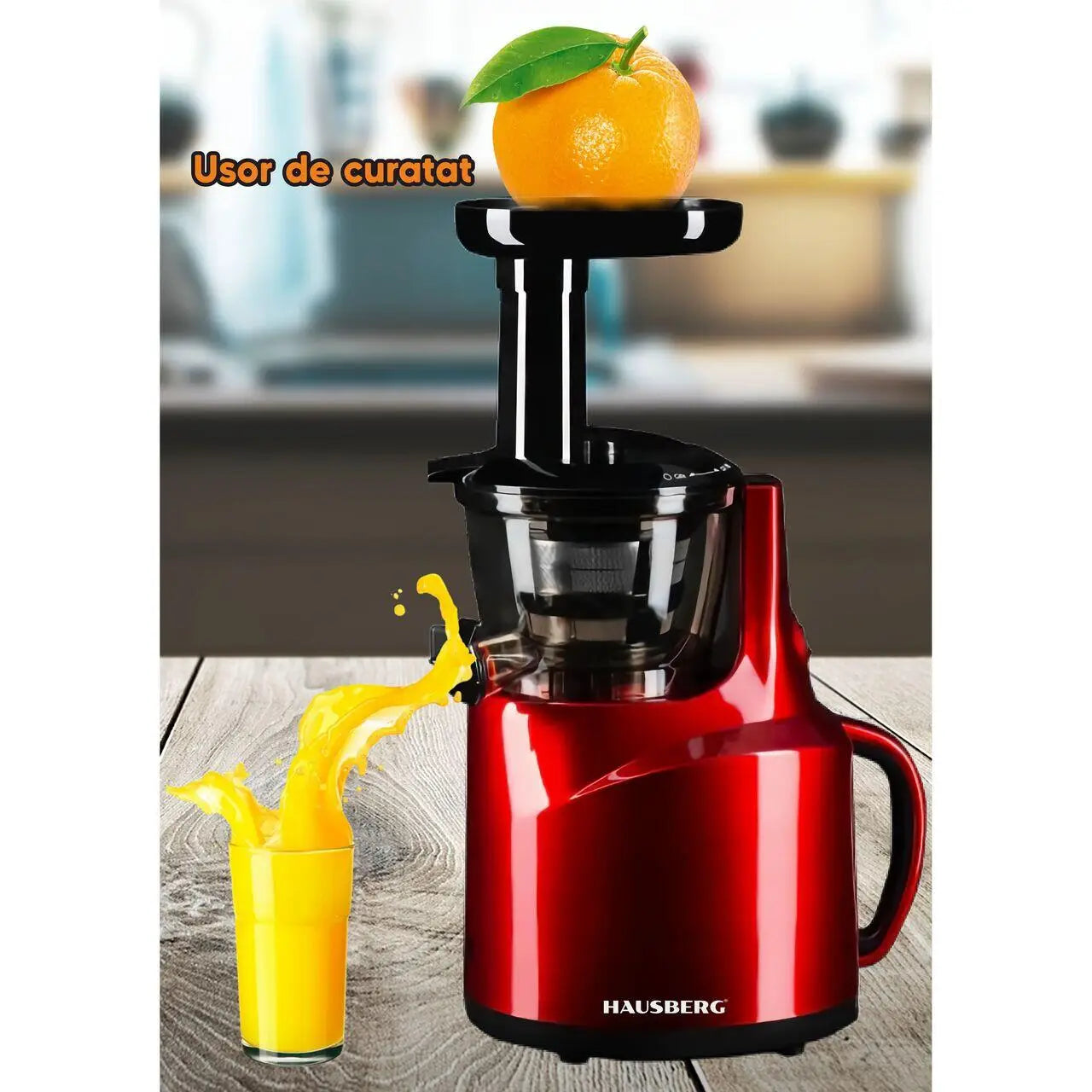 Storcator fructe Hausberg HB-7519RS prin presare la rece 150 W 400 ml Rosu
