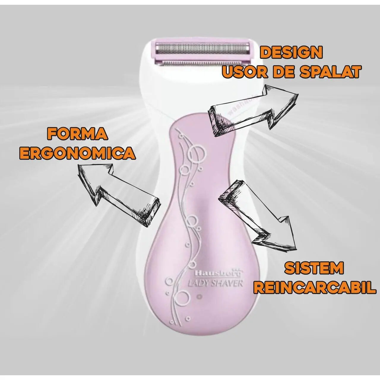 Aparat de epilat pentru femei Hausberg HB-80RZ 3W Alb/Roz