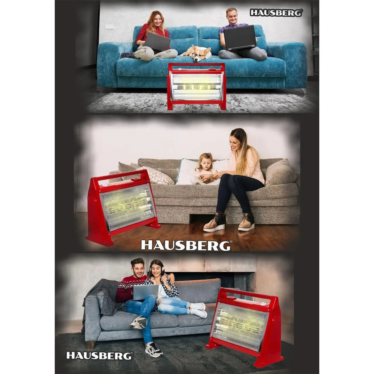 Radiator cu quartz HAUSBERG HB-8102 1600W 2 trepte Protectie la supraincalzire Rosu