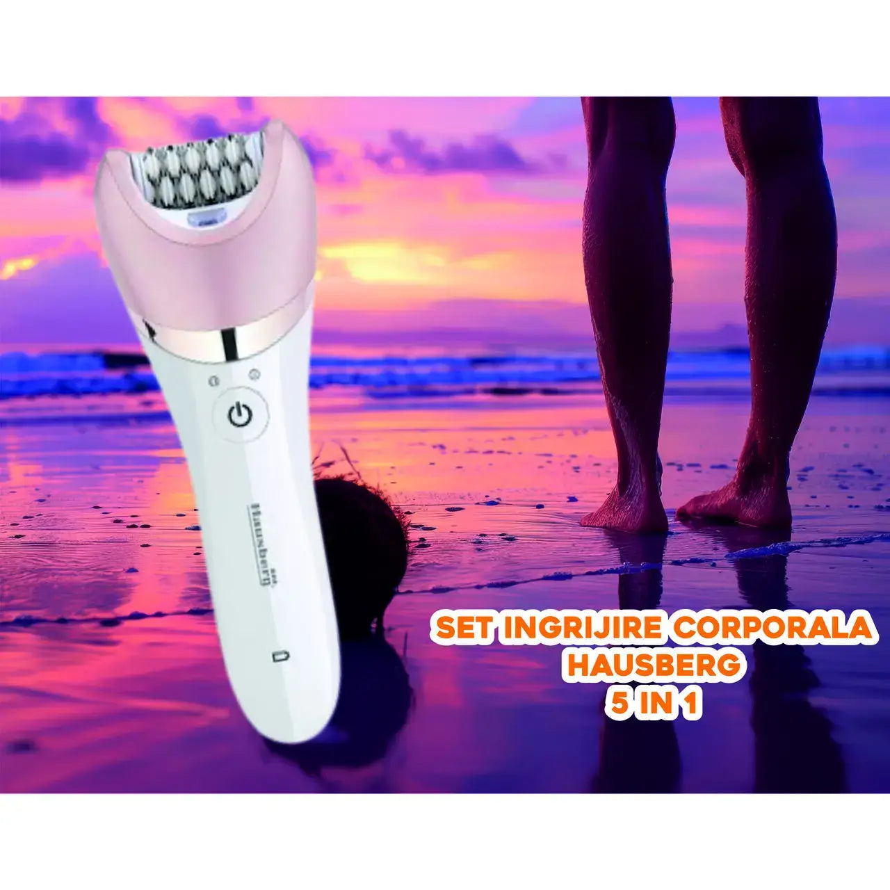 Set Ingrijire corporala 5 in 1 Hausberg HB-85AU 5W Voltaj 220-240V Baterie litiu 1400 mAh Auriu
