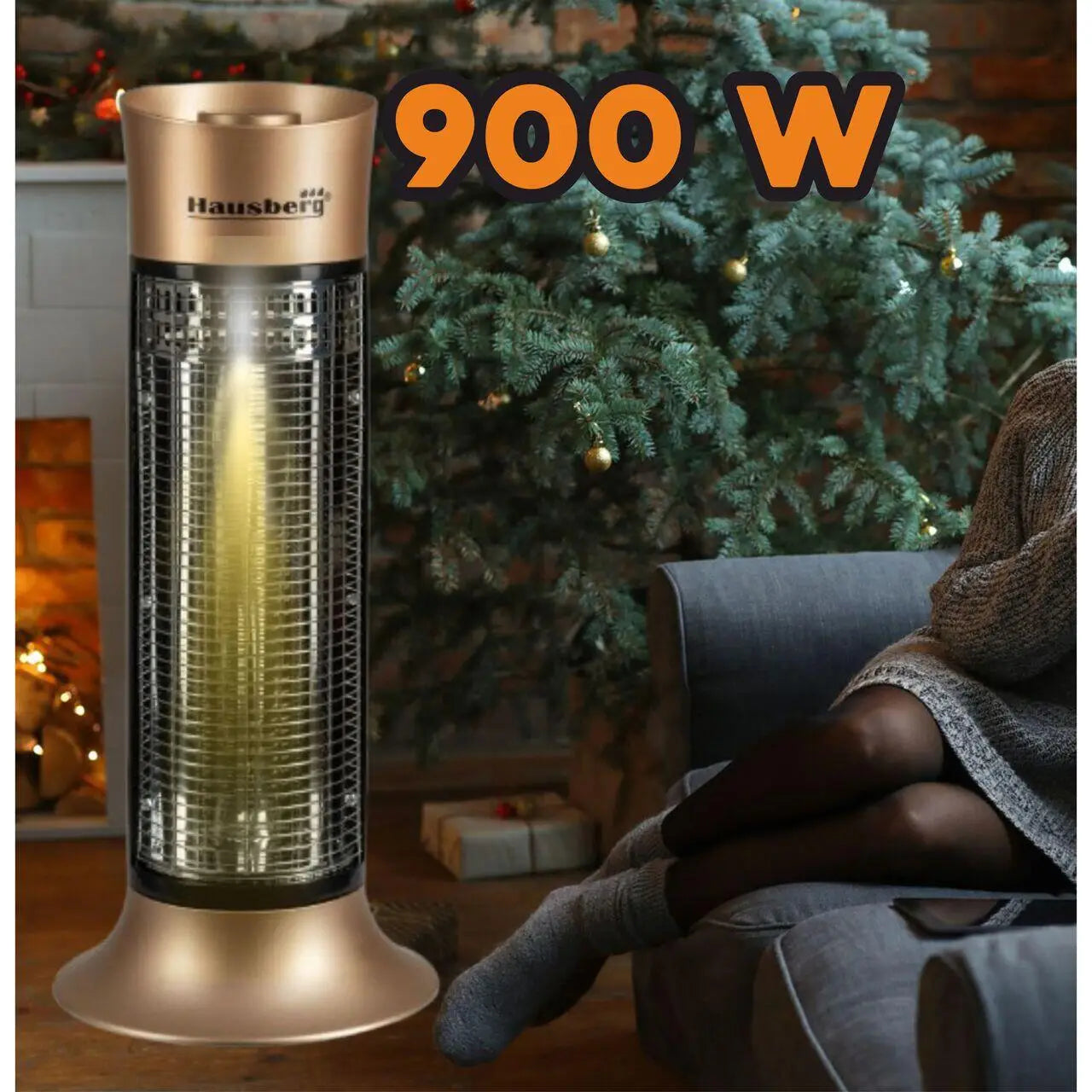 Radiator electric din fibra carbon Hausberg HB-8750AU 900 W 2 nivele de putere exterior/interior Auriu