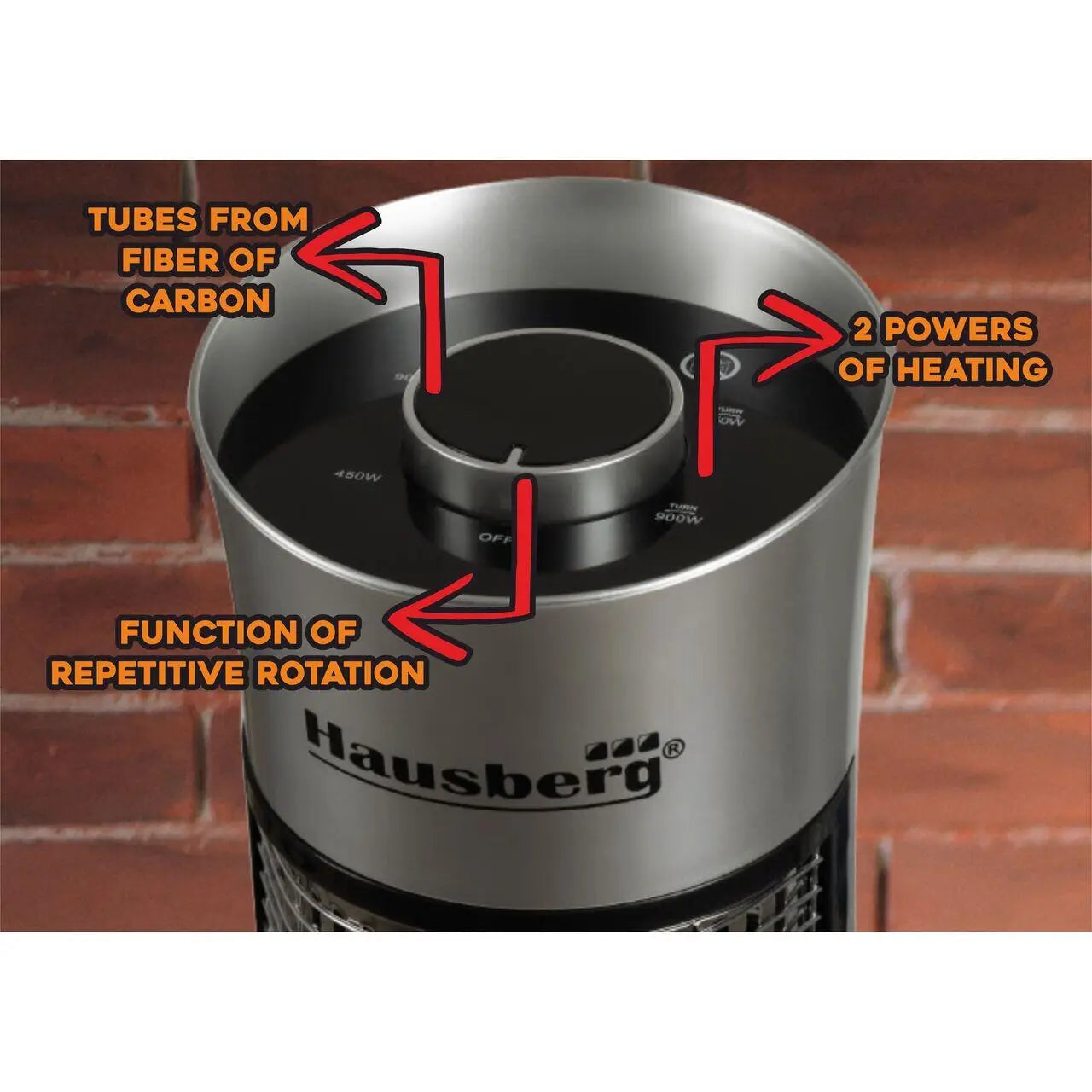 Radiator electric din fibra carbon Hausberg HB-8750GR 900 W 2 nivele de putere exterior/interior Gri