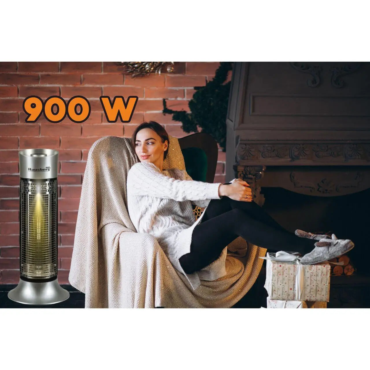 Radiator electric din fibra carbon Hausberg HB-8750GR 900 W 2 nivele de putere exterior/interior Gri