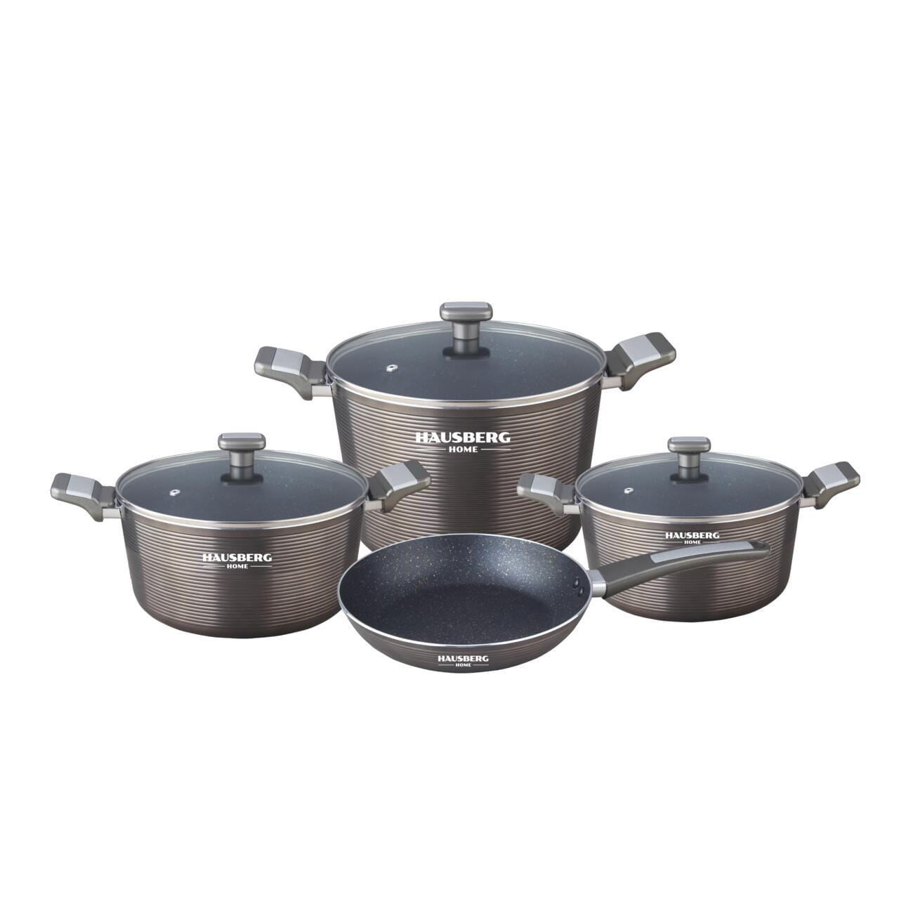 Set oale 7 piese HAUSBERG HB-H760GR GRI acoperire antiaderenta maner bachelita 2.5L - 7.7L