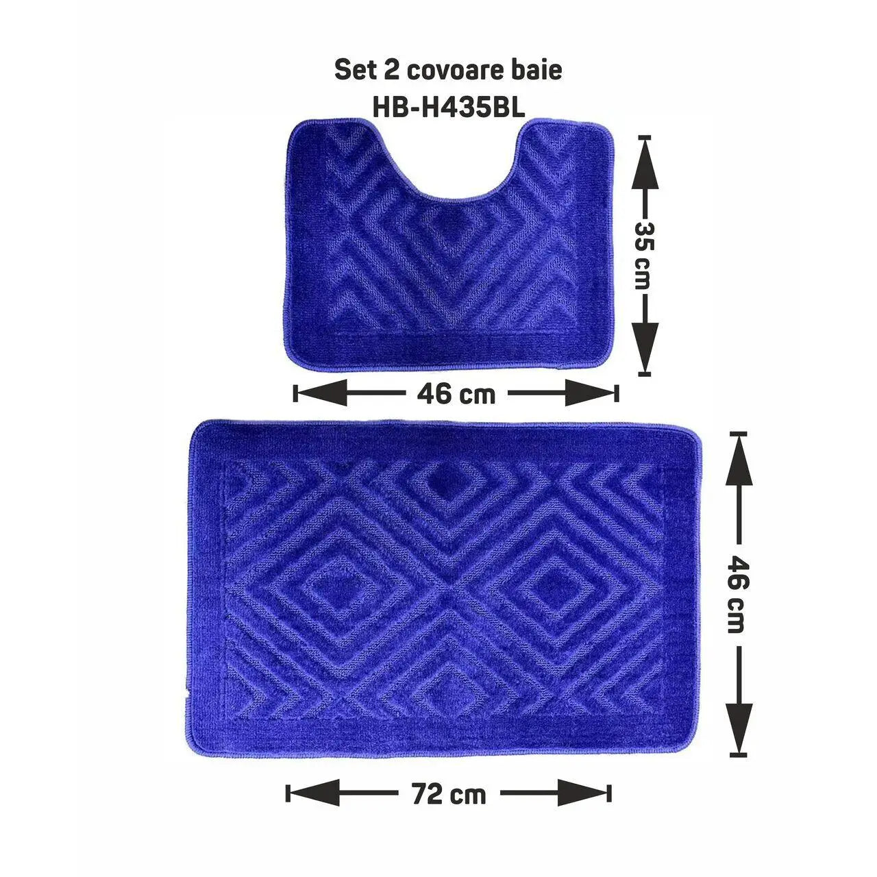 Set 2 covoare baie HAUSBERG HB-H435BL material textil 46x72/46x35 cm Albastru