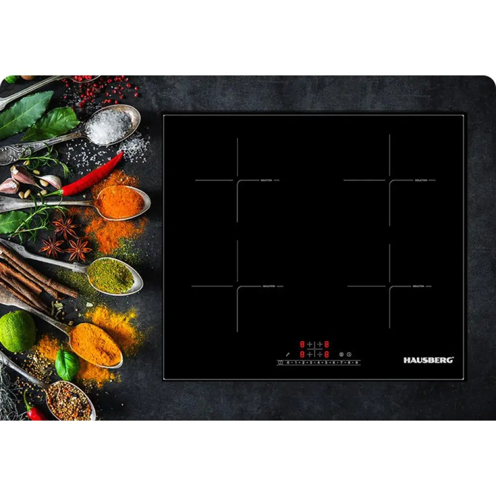 Plita incorporabila Hausberg HB1535 Electrica Inductie 4 zone de gatit PowerBoost 60 cm Negru