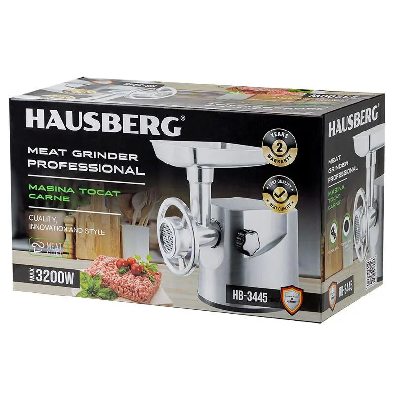 Masina tocat Hausberg HB-3445 3200W 2Kg/min Impingator legume Carcasa aluminiu Motor cupru