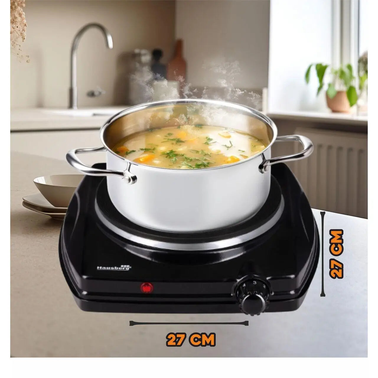 Plita electrica Hausberg HB-519NG Negru 1 arzator Putere 1500W Termostat