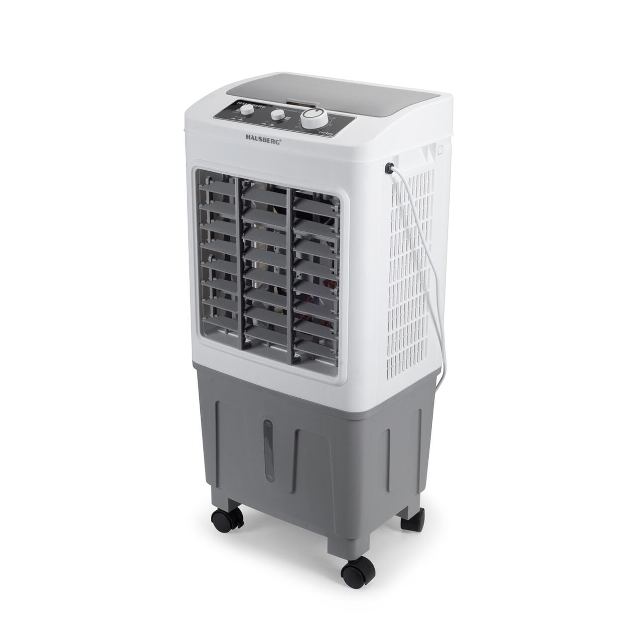 Racitor de aer portabil Hausberg HB-5961AB 75W rezervor 20L 3 viteze control mecanic 2 cutii gheata alb