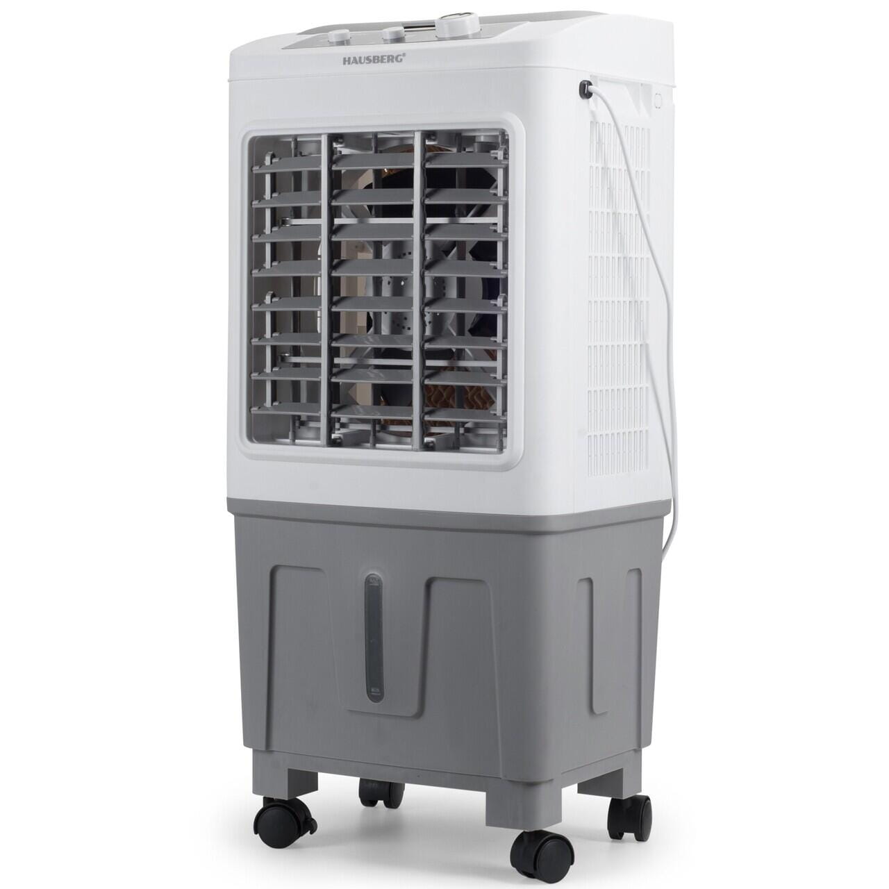 Racitor de aer portabil Hausberg HB-5961AB 75W rezervor 20L 3 viteze control mecanic 2 cutii gheata alb