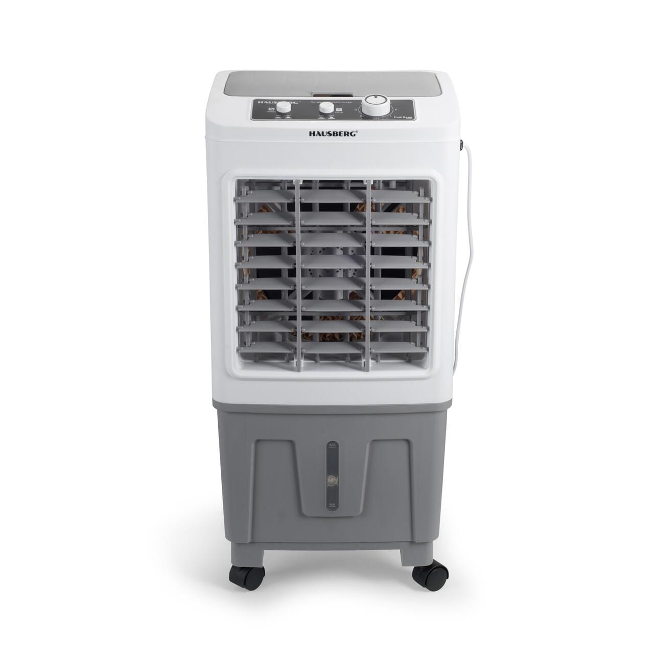 Racitor de aer portabil Hausberg HB-5961AB 75W rezervor 20L 3 viteze control mecanic 2 cutii gheata alb