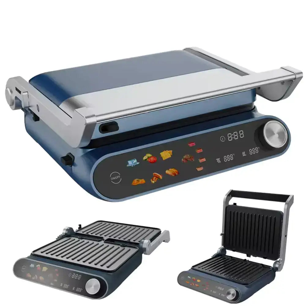 Sandwich Maker 2 in 1 HAUSBERG HB-635 Putere 2200 W Placi pentru sanwich si grill Acoperite cu strat anti-aderent Ecran