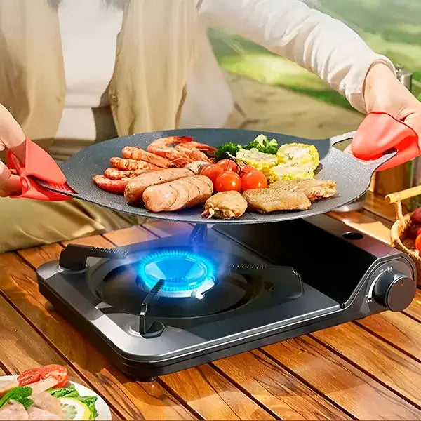 Tigaie antiaderenta rotunda pentru uz casnic sau gratar 36 cm, pentru prepararea în aer liber