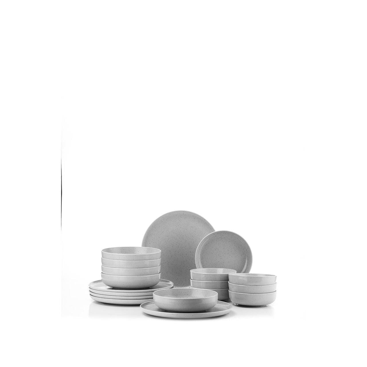 Set complet de veselă din porțelan gri Kutahya Porselen Moderna Matte pentru 6 persoane