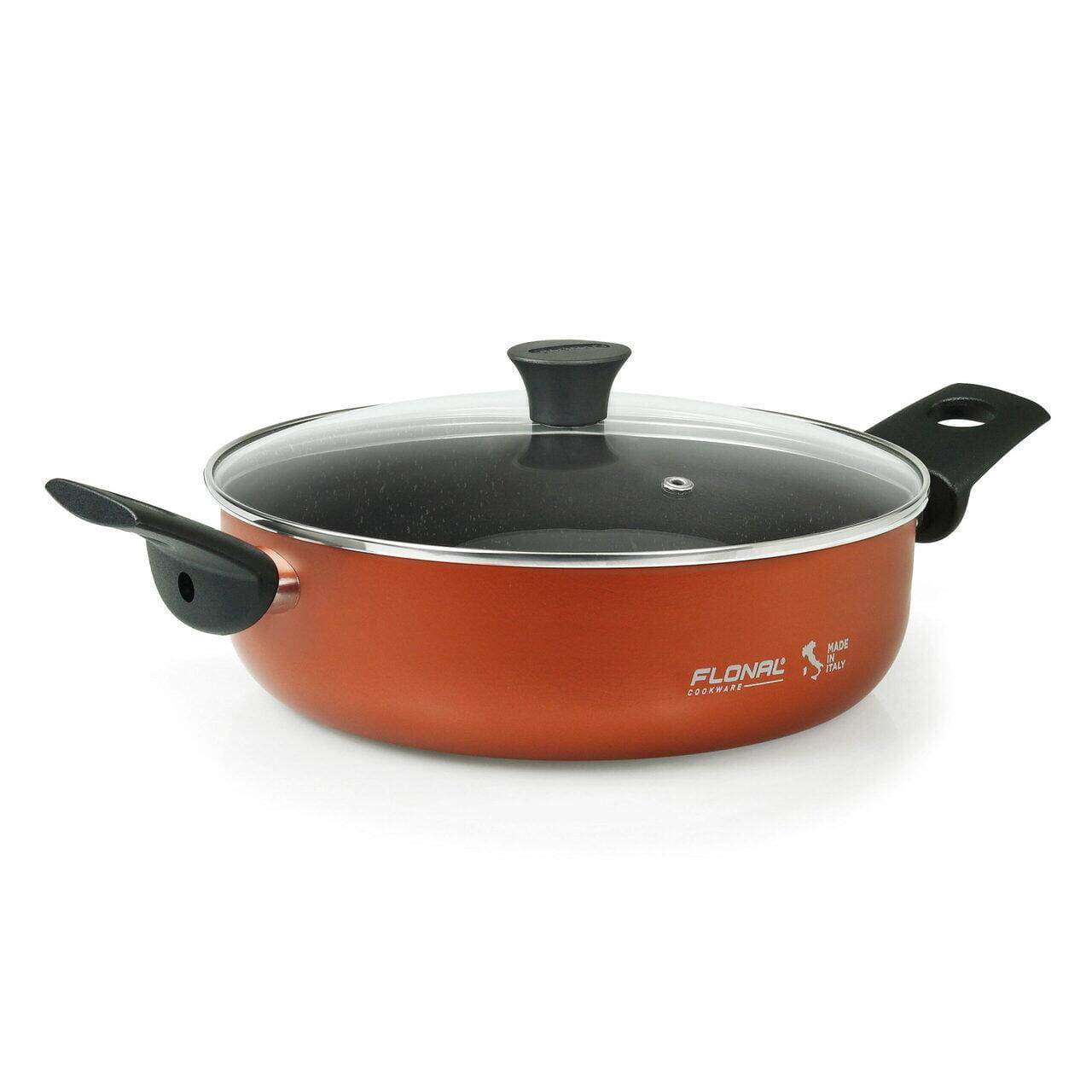 Oală de gătit Flonal Pepita Granit cu capac din sticlă și mânere negre