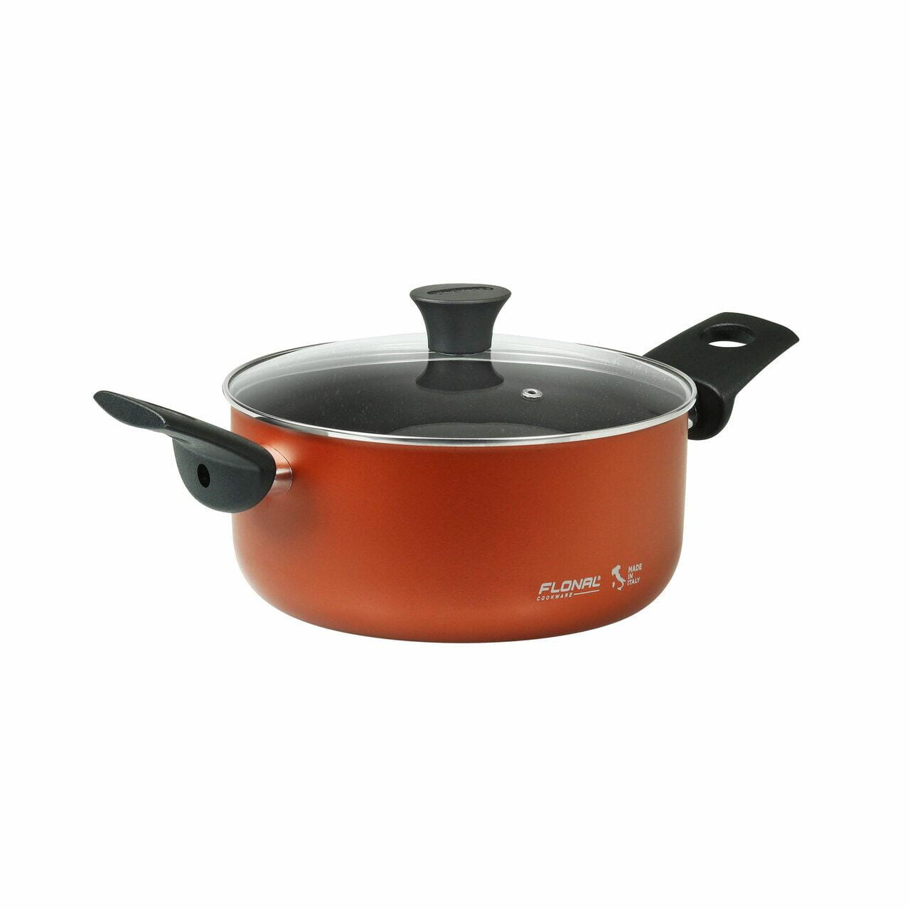 Oală de gătit Flonal Pepita Granit cu capac din sticlă și mânere negre