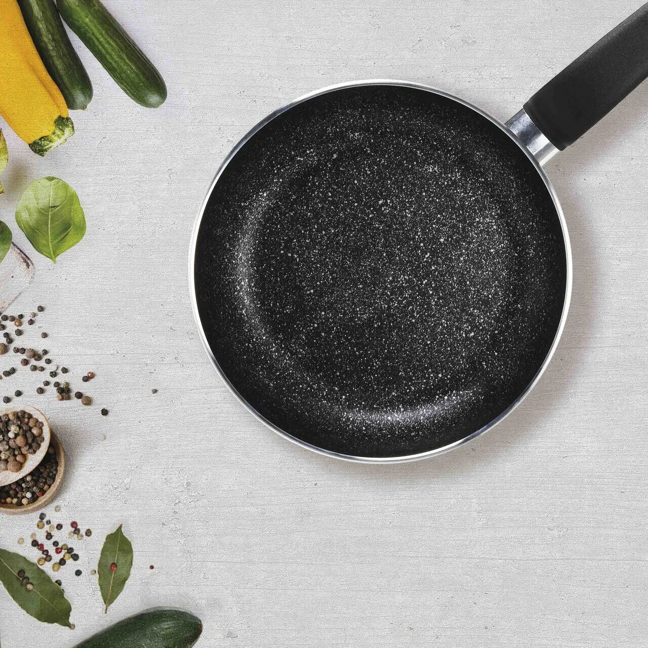 Tigaie adanca WOK antiaderenta Flonal Pepita Granit cu suprafata texturata 28cm