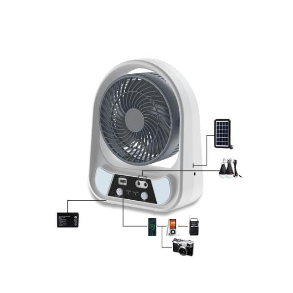 Ventilator solar portabil cu becuri led și lanternă, ideal pentru camping și excursii