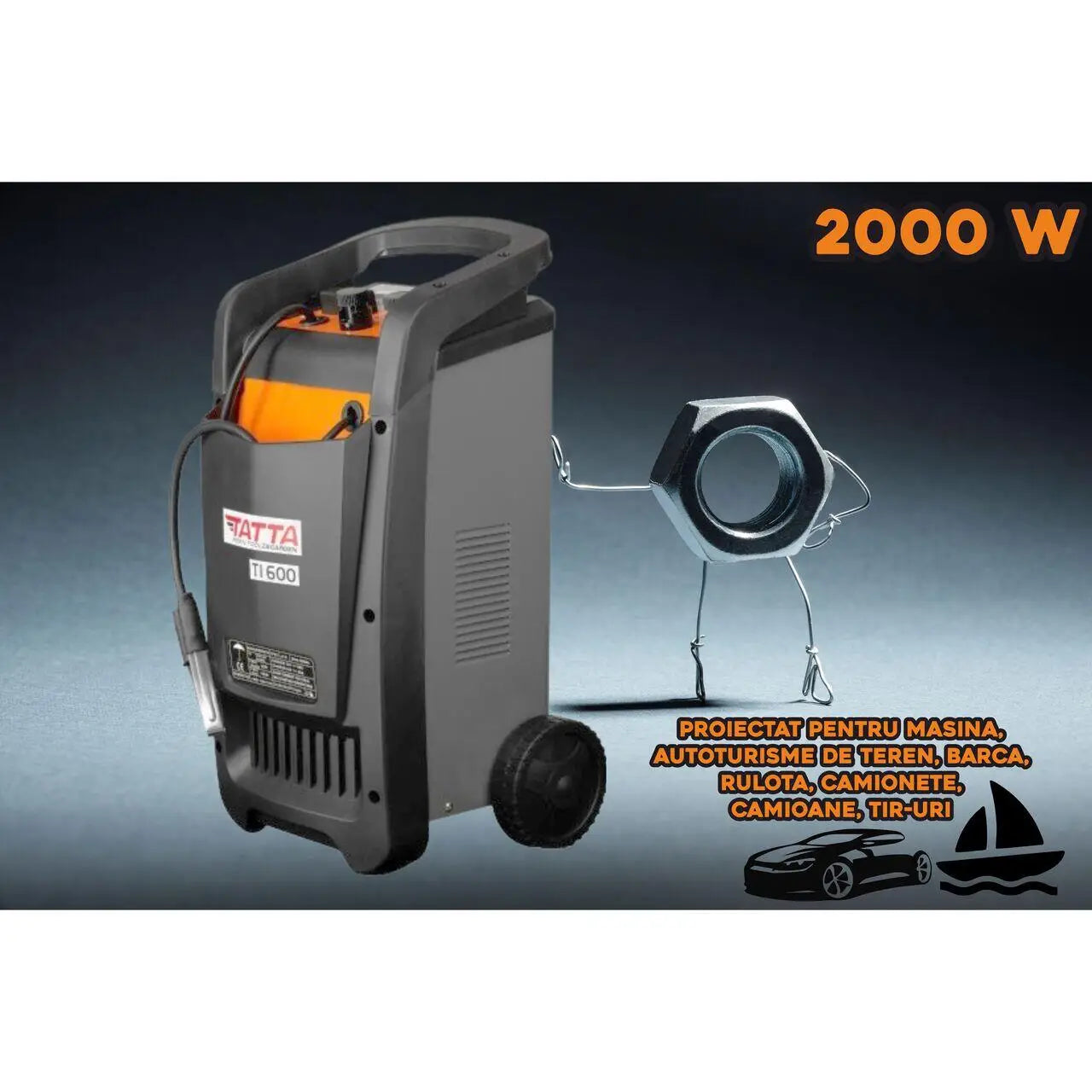 Robot de pornire auto Tatta TI600 Profesional curent de incarcare max 50A curent pornire 540A putere 2.0 KW